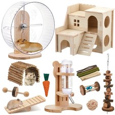 18 Pcs Hamster Cage Accessories, Silent Hamster Wheel, 15 Chew Toys... Fast Ship