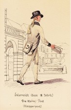Post poste Österreich 1800 Uniform Postuniform Aquarell watercolor Zeichnung
