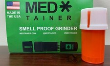 Medtainer Child Resistant Smell Proof Storage & Grinder Orange W/ White Cap 