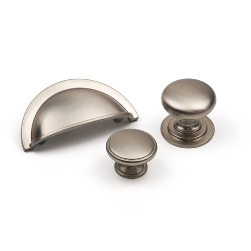 Nickel Kitchen Cupboard Handle Cup Pull Knobs Brushed Shaker Door Drawer Cabinet