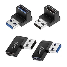Xsusmdom 90 Degree USB 3.0 Male to Female Adapter 4 Pack Up and Down & Left a...