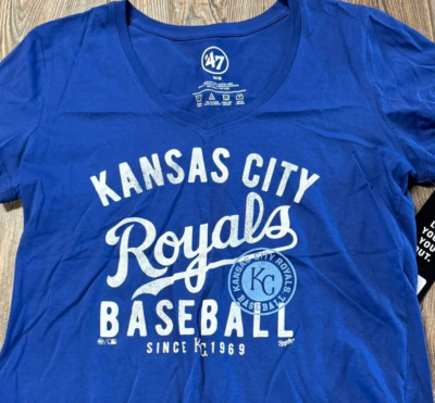 Brand New Womens Kansas City Royals '47 Brand SS V-Neck Logo Shirt