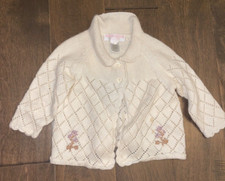 Janie and Jack Baby Girls Soft Creme Cardigan Layette 3-6 M used