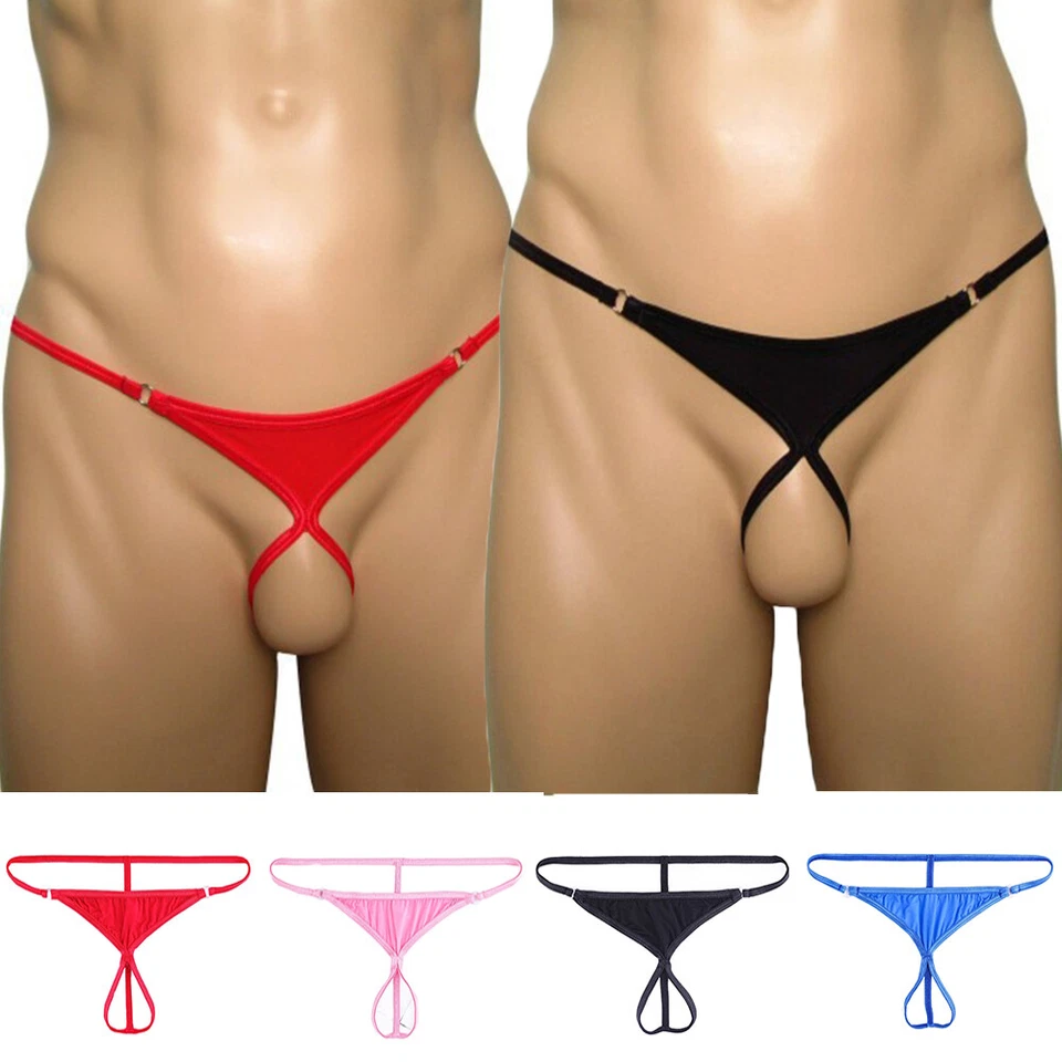 Mens Lingerie Briefs Thong Crotchless Open Butt G-string Bikini O-Ring Underwear - Image 3 of 4