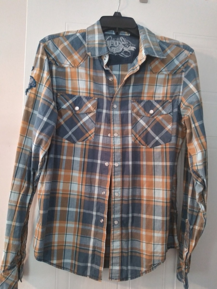 Men's Fox Long Sleeve Snap Up Shirt Size S | eBay