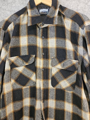 Fieldmaster Wool Blend Shirt Men's XL Flannel Plaid Vintage Gorp Outdoors Hiking - Picture 3 of 10