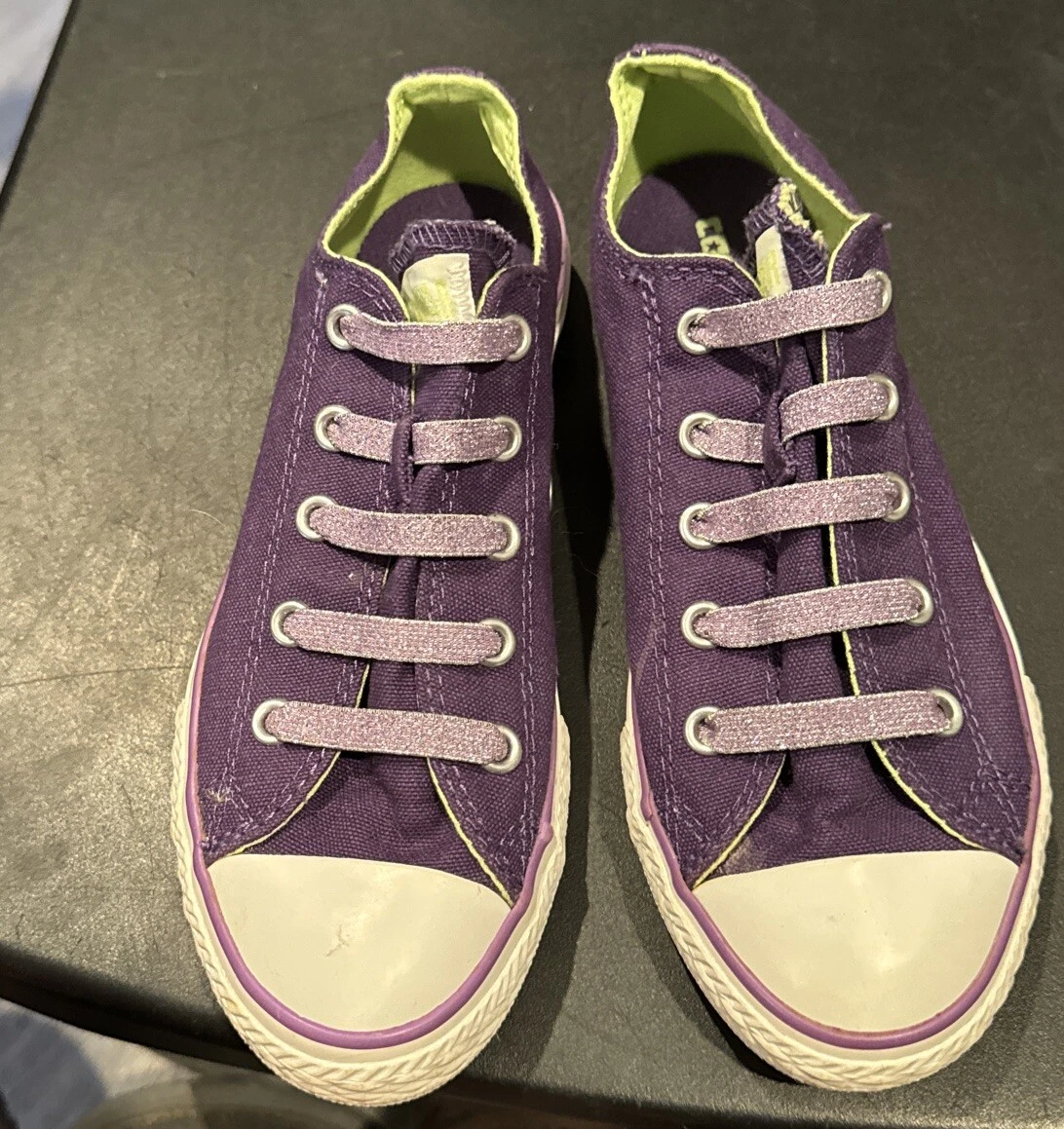 Top bassi per bambini Converse verde neon e viola Chuck Taylor taglia 1