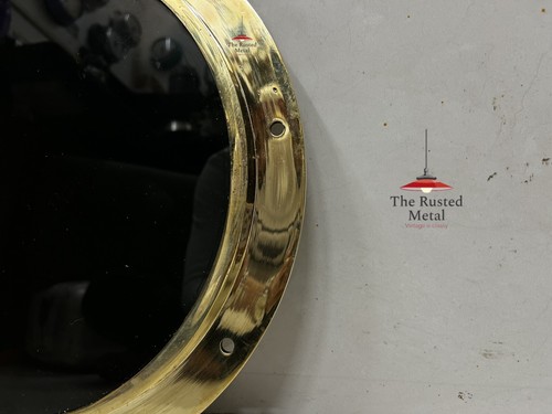 Vintage Nautical Brass Round Porthole | Black Glass Coastal Home Decor Set of 3 - Picture 6 of 10