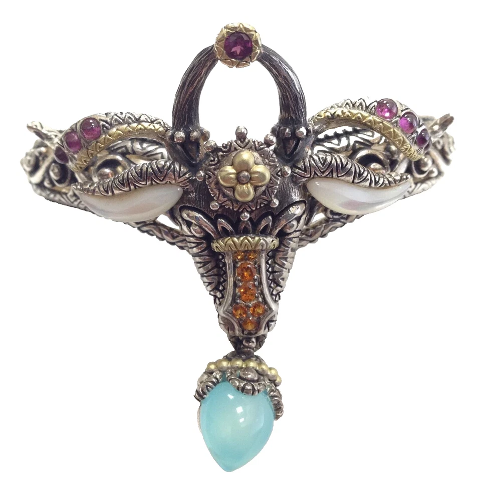 Brazalete Barbara Bixby Oro Esterlina 18K Calcedonia Multi-Piedras Preciosas Ram 6.5" Foto 2 de 4