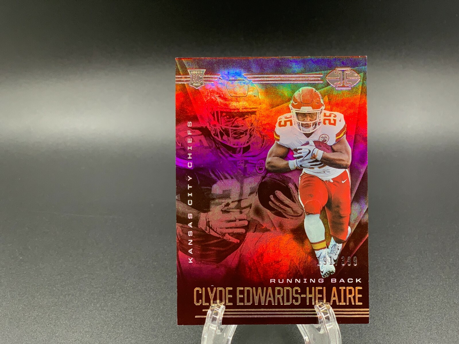 2020 PANINI ILLUSIONS FOOTBALL #15 CLYDE EDWARDS-HELAIRE PINK /399 ROOKIE RC SP