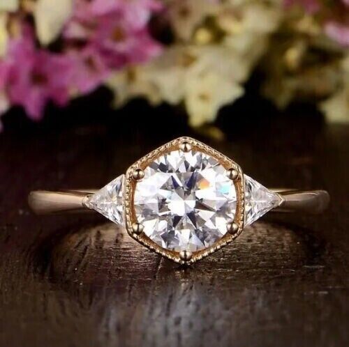3.60 Ct Round Cut White Diamond Lab-Created Wedding Ring 14K Rose Gold Finish