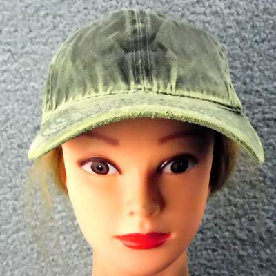 UNIQUE Olive & Gray Colored Distressed Signature Adult Cap Hat Hook & Loop Adj