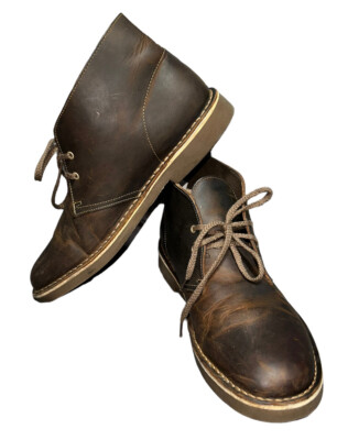 CLARK CHUKKAS BOOTS MENS BROWN LEATHER UPPER LACE UP SIZE  display picture 3