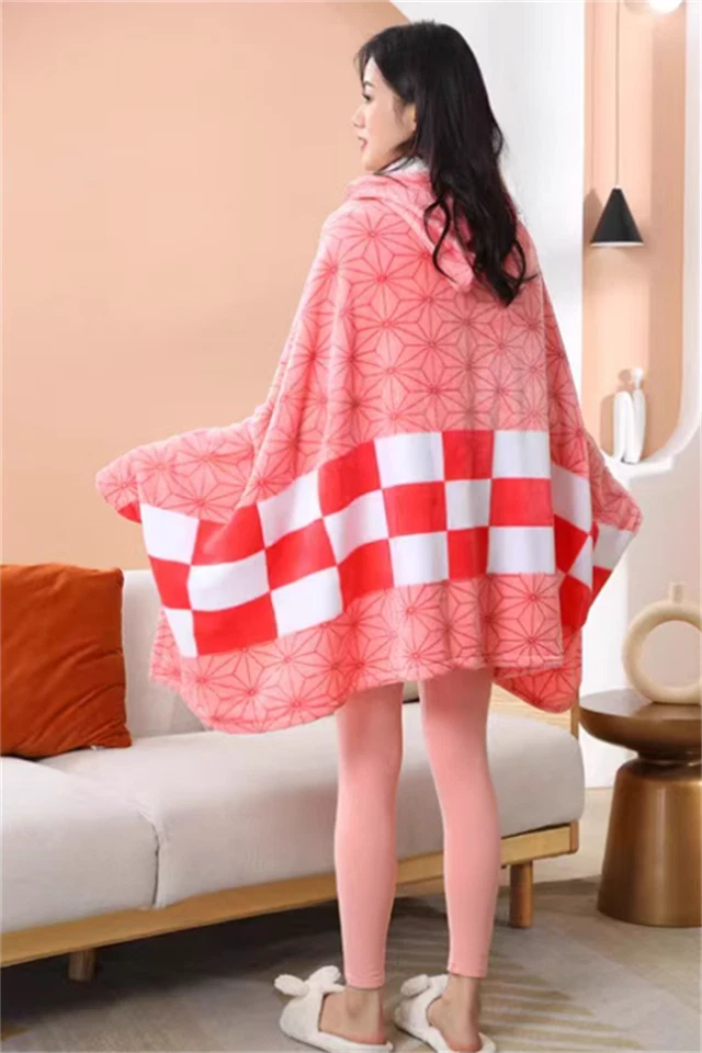 Anime Cazador de Demonios Kamado Nezuko Cosplay Manta Mantón Unisex Regalo Fiesta Capa Foto 2 de 2
