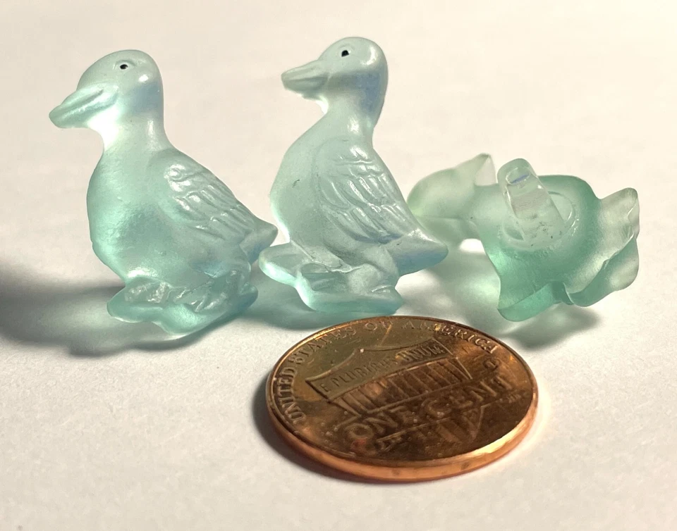 3 Vtg JHB Semi-translucent Blue Green Duck Goose Bird Buttons 23mm 7/8" 15017 - Image 2 of 2
