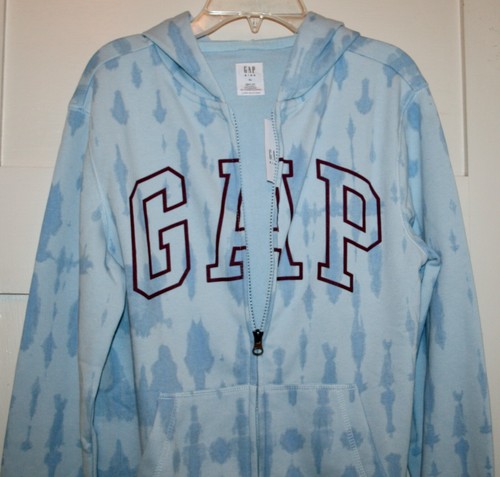 Gap Kids Sweatshirt Hoodie Tie-Dyed Logo Full-Zip Blue Size XL 12 - Picture 4 of 5