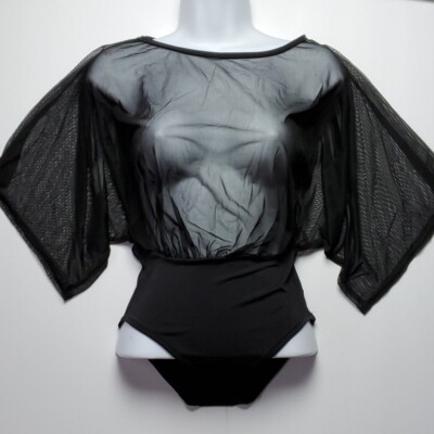 Boohoo Night Womens Oversized Batwing Mesh Bodysuit- US 2 - NWT