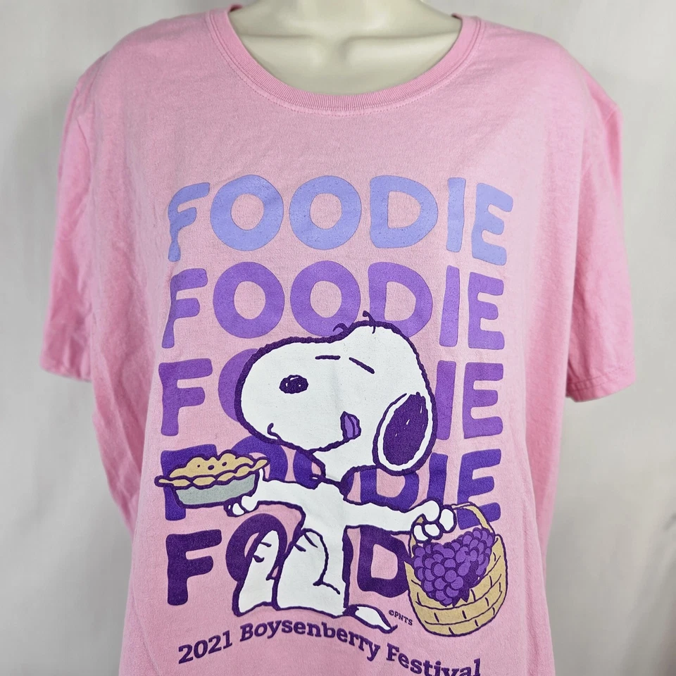Camiseta Blusa Snoopy Top Mujer Talla L Grande C52xL27 Rosa Foodie Boysenberry Feast Foto 2 de 4