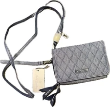 Vera Bradley Denim Moonlight Navy 3-in1 RFID All in One Crossbody Bag Wallet NWT