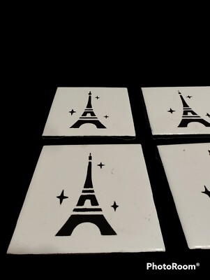 Eiffel Tower Ceramic Tile Coasters Handmade