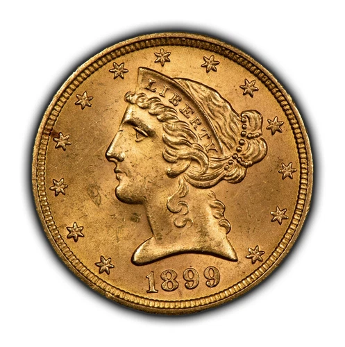 1899 G$5 Liberty Head Gold Half Eagle - Full Luster - BU - SKU-G5065
