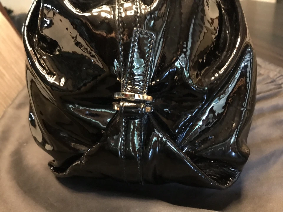 Dalya Bvlgari Bag Authentic Large Calf Black Leather Pearled Patent - Image 3 of 4