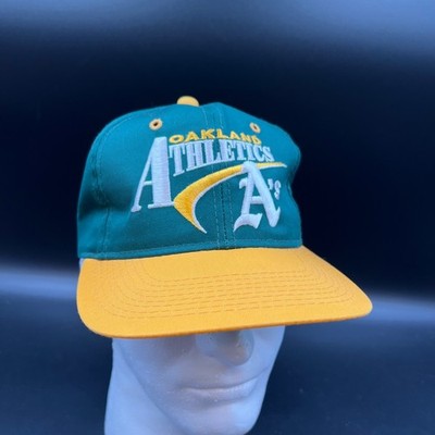 Young An Oakland Athletics Hat Mens OSFM Green Yellow Vintage MLB Snapback Cap