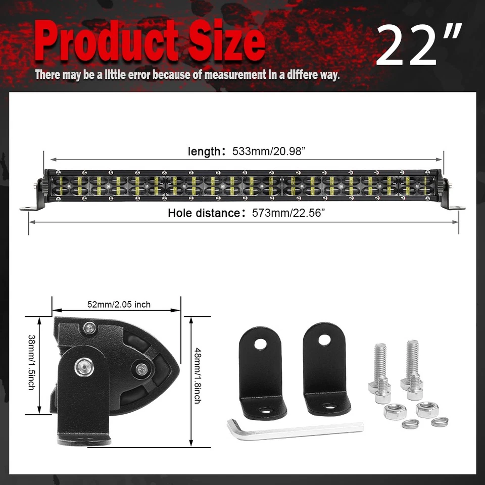 Barra de luz LED + 20" + 4 peças 4" pods + kit de suporte de montagem para Jeep Wrangler JK 52" 1800W - Imagem 4 de 4