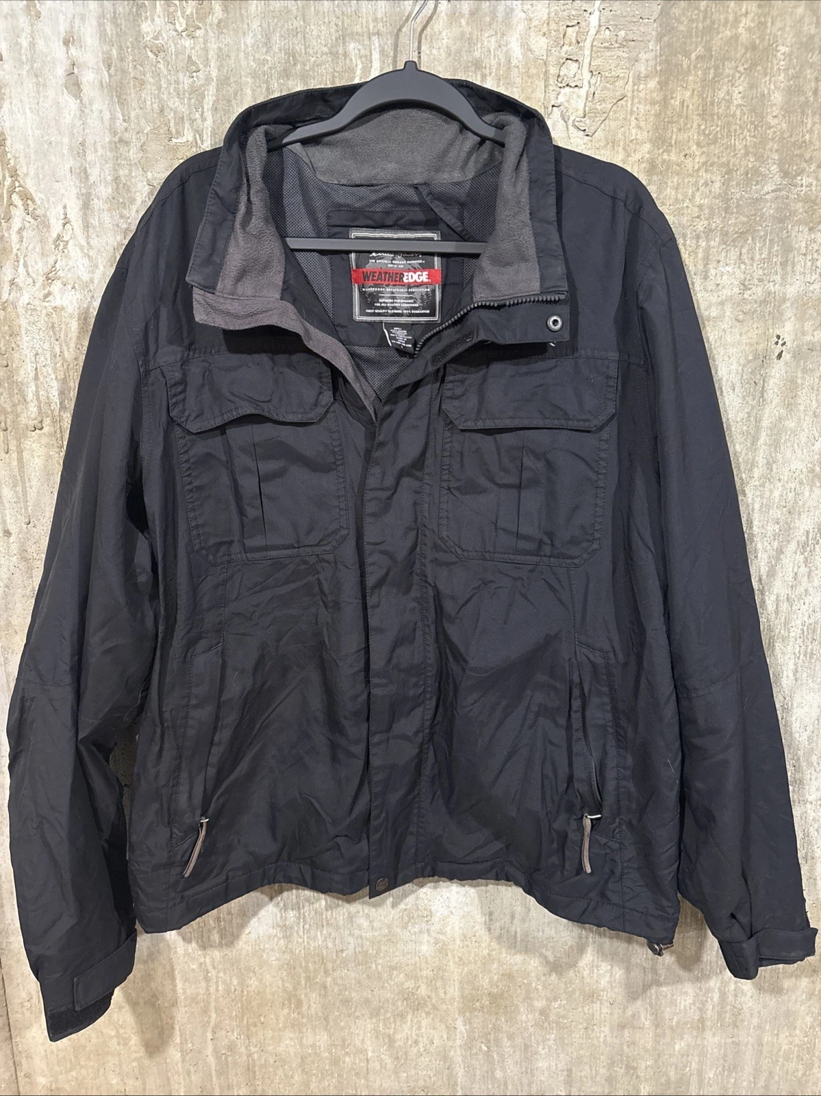 Eddie Bauer Jacket Mens Large Black Weatheredge Full Zip Pockets Outdoors