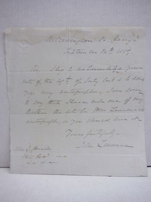 1859: JOHN LAIRD MAIR 1st BARON LAWRENCE HAND WRITTEN LETTER