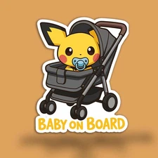 Pichu Baby On Board Decal – Cute Kawaii Anime Car Sticker – Vinyl Window Decal
