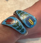 New Listing925 Sterling Silver Vintage blue flowers Enamel Flower Ring Size8