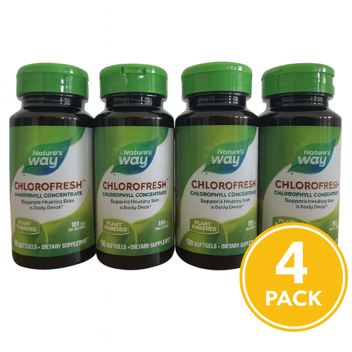 Nature’s Way Chlorofresh 90 Weichkapseln 4er-Pack internes Deodorant Ablaufdatum 10/26
