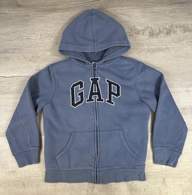 Gap Sherpa Hoodie Sweatshirt Blue Full Zip Young Kids Size Large 10 Year Old
