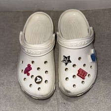 Crocs White Croc Comfort Sandals with Jibbetz Size M 6 W 8