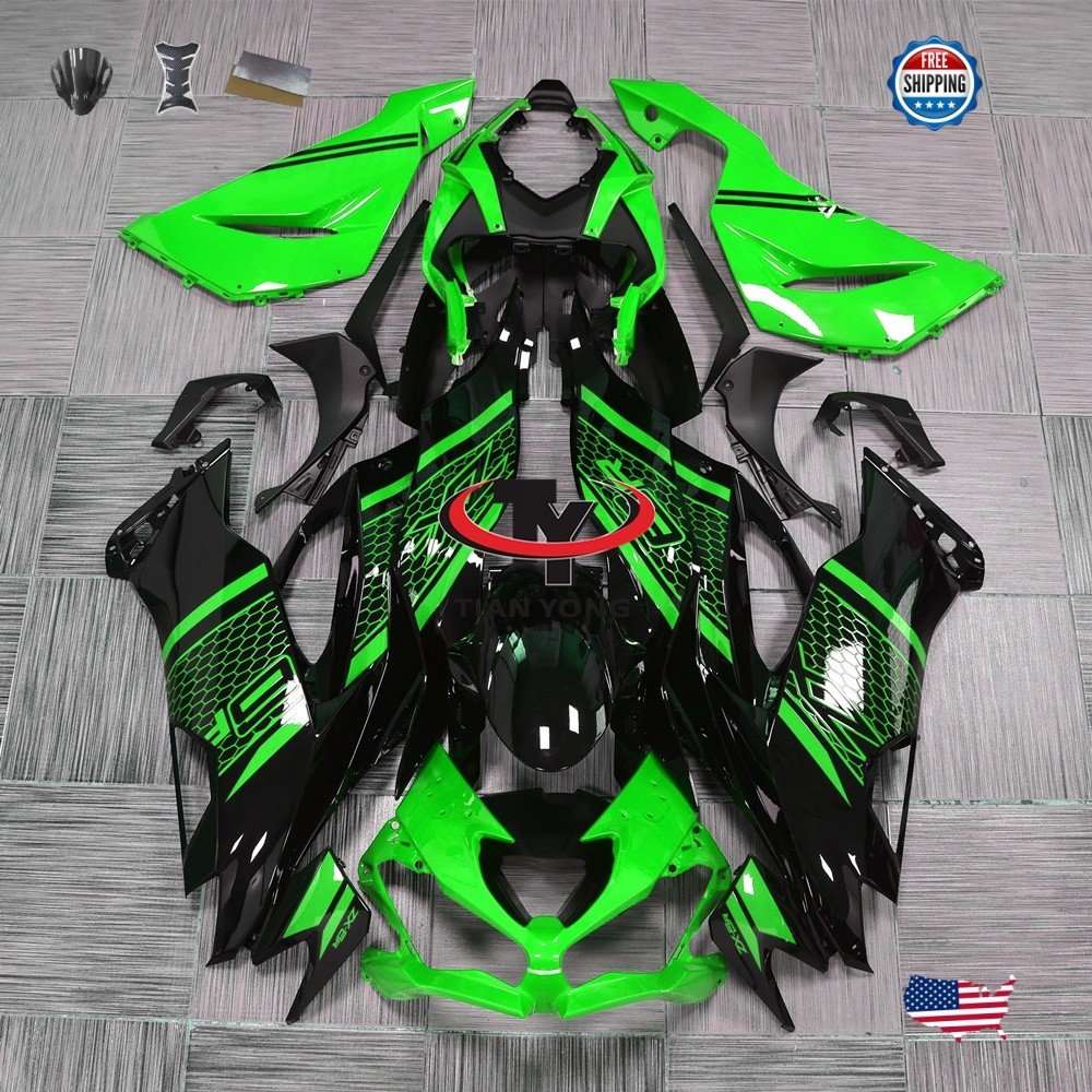 Green Black Fairing Kit for 2019-2023 Kawasaki Ninja ZX6R 636 Fairings ABS Body