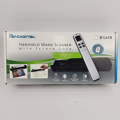 Pandigital Handheld Wand Scanner, Feeder dock, SD included New open box