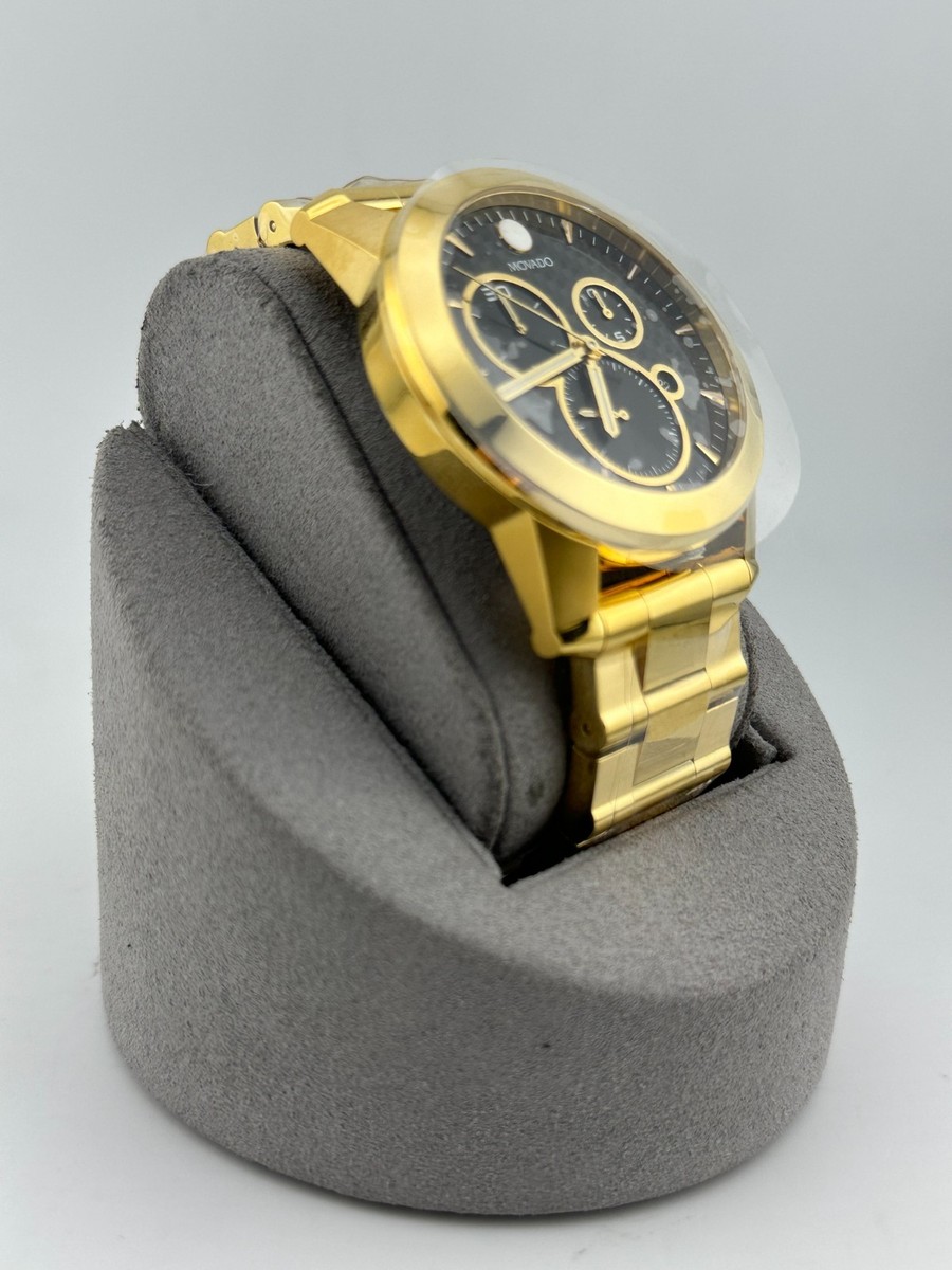 Movado Vizio Chrono Black Dial Yellow Gold-Tone Watch 0607563