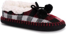 MUK LUKS Women's Cozy Warm Classic Ballerina Slipper Red/Black Check - L/XL 8-10