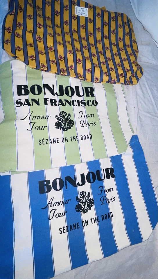 3 Bolsos de Lona Sezane 2 Rayas Azul/Verde Blanco Floral Azul Amarillo Rayas Foto 2 de 4