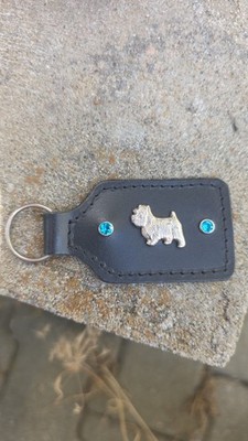 Schlüsselanhänger Westi West Highland White Terrier Leder Anhänger Hund Strass