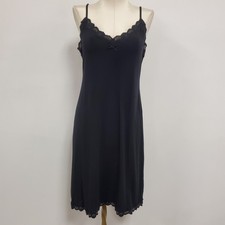 Vintage Gap Womens Y2K Sleeveless Lace Trim Slip Dress Size M Black Preppy 90S
