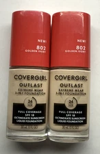 CoverGirl Outlast Extreme Wear Liquid Foundation #802 Golden Ivory (2 PACK)