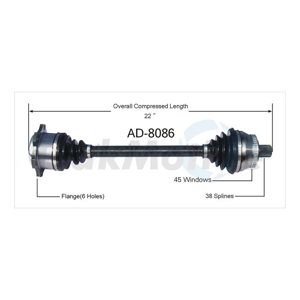 Front CV Axle Shaft fits Audi A8 Quattro 4.2L 1997 1998 1999 2000 2001 2002-03 - Image 3 of 3