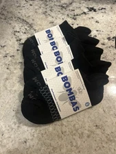5 Pack Bombas Honeycomb Solids Ankle Socks Women (Size S - Black)