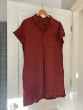 GAP Size L ? Shirt Casual Dress Rust Brick Red Lyocell 37” Length 22” Chest