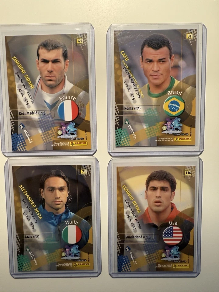 Lot of 6 2002 Panini World Cup - Cafu, Zidane, Henry, Maldini, Nesta, And Reyna - Image 2 of 4