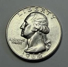 1964 Washington Quarters 90% Silver - About Uncirculated+