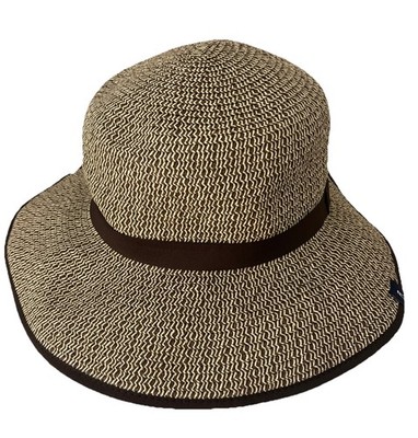 Lands End Womens Face Saver Lay-Back Straw Hat Brown Size L-XL SPF 50 NEW