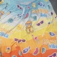 Men's Multicolor Graphic Swim Shorts 2XL Summer Beach Tropical